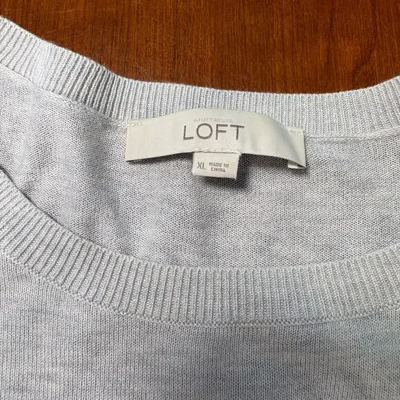 Loft Gray and Cream Sweater XL - Picture 2 of 5
